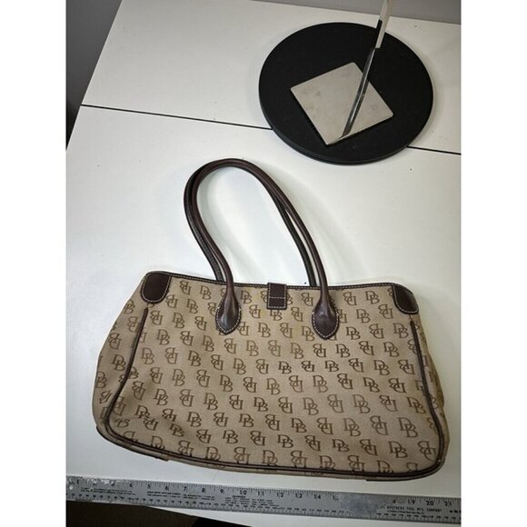 Vintage Dooney And Bourke Tan & Brown Satchel Bag With Signature Logo - Picture 9 of 11